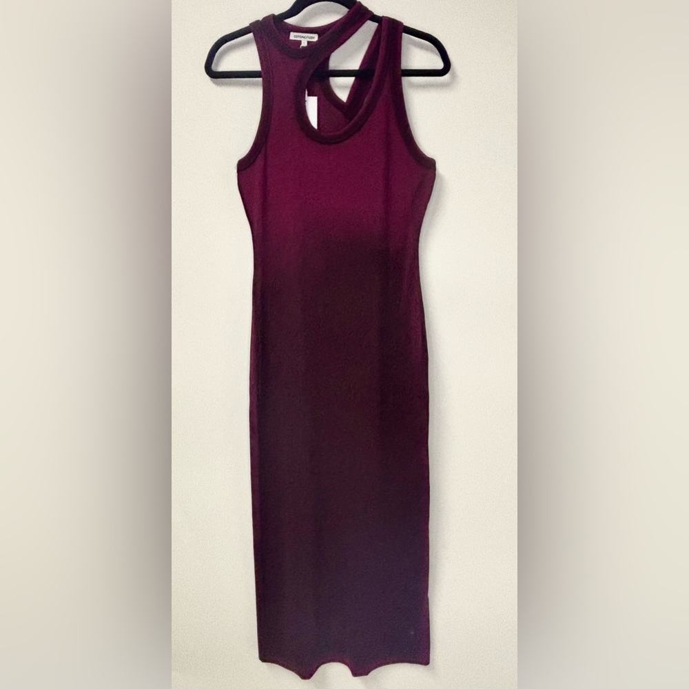 Cotton Citizen Verona Cutout Eggplant Cast Midi Dress- New!